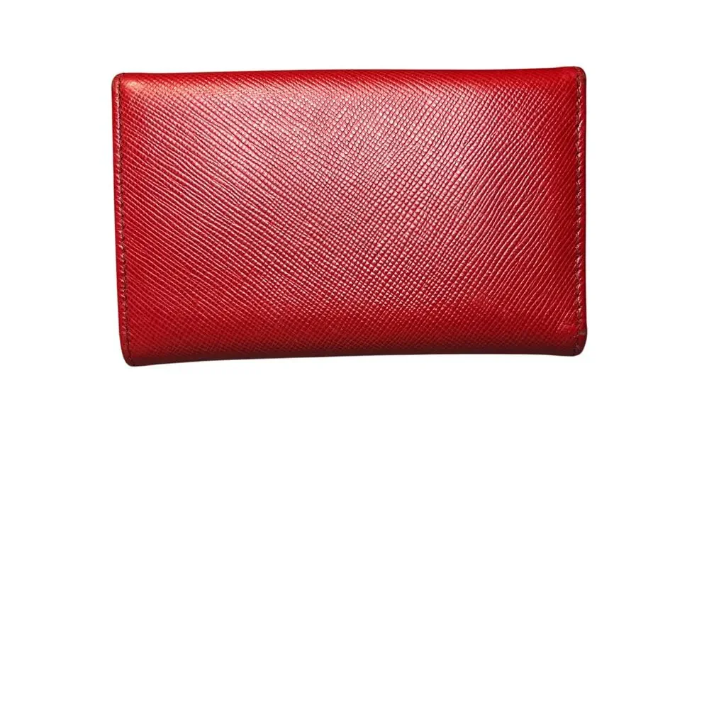 Prada Saffiano Red Leather Ribbon 6 Key Holder Wallet Case w/ Logo – Italy